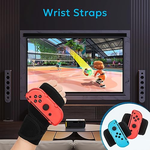 11 in 1 Switch Sports Accessories Bundle with Tennis Rackets, Golf Clubs, Swords, Wrist and Leg Strap, Storage Bag Y90492