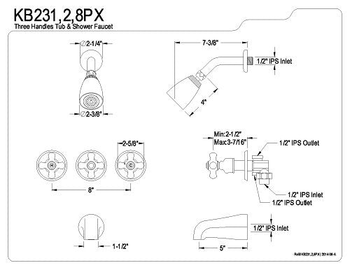 Oil Rubbed Bronze Tub and Shower Faucet with 3-Porcelain Cross Handle N735883