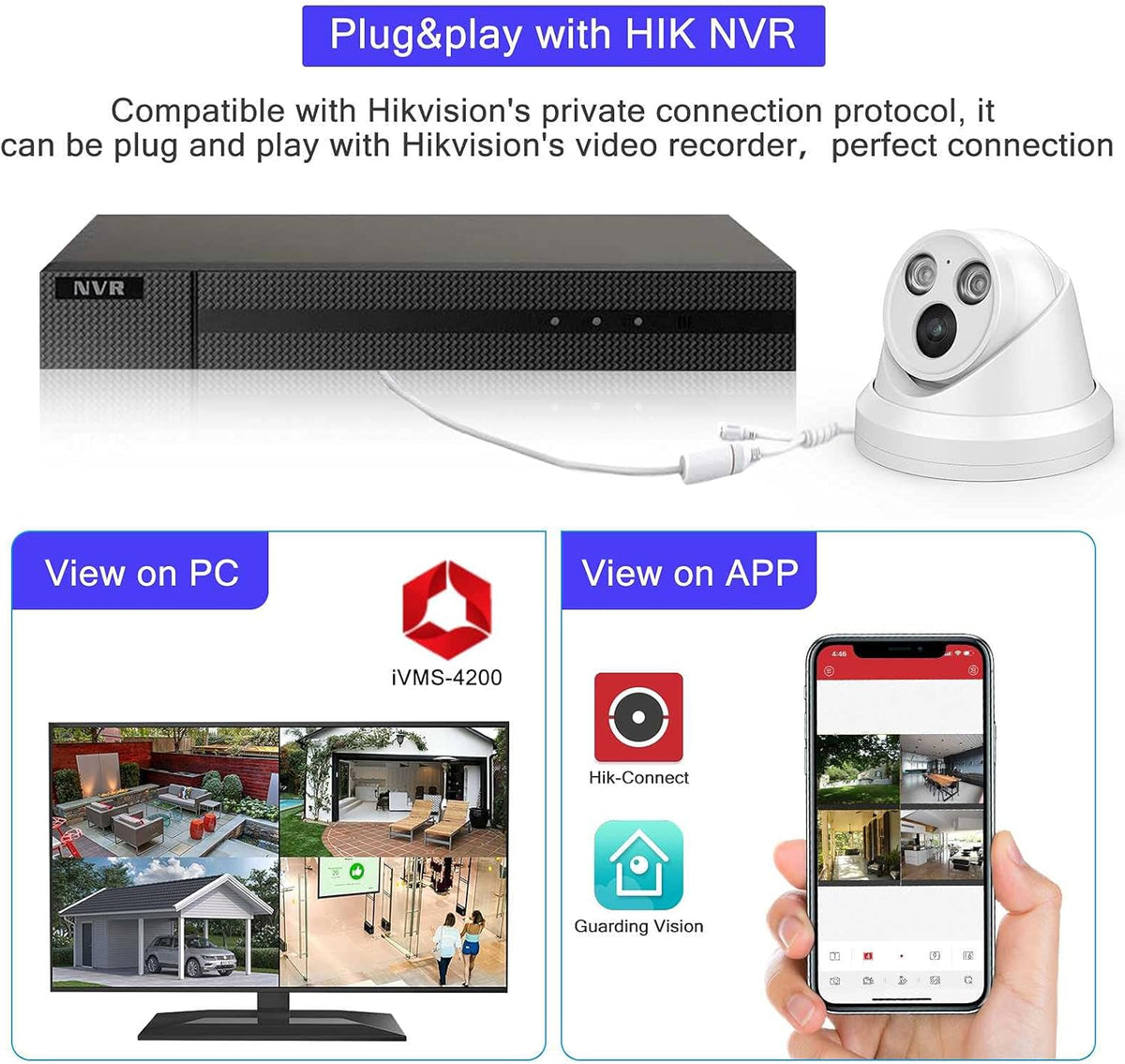 4K 8MP Outdoor PoE IP Turret Camera with Mic, 2.8mm Lens, IP67 N1976