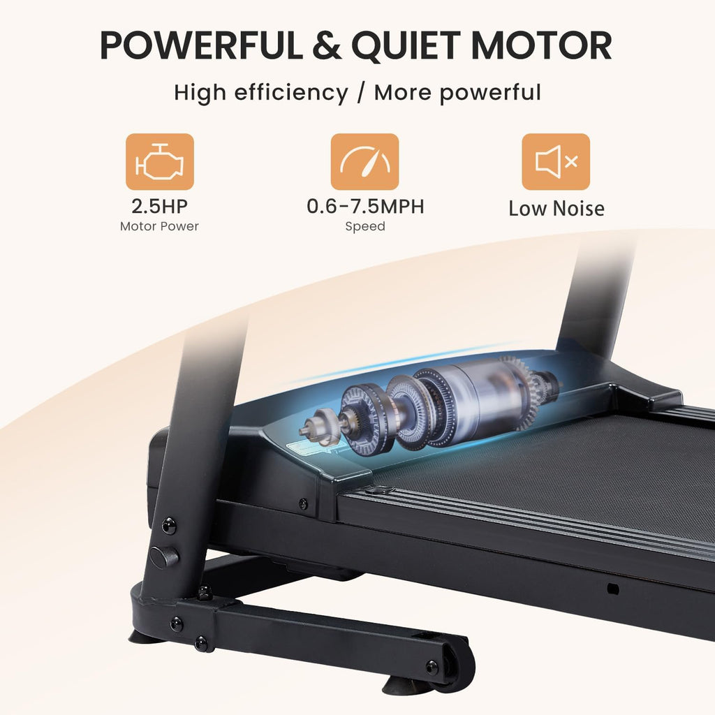 2.5 HP folding treadmill with 3-speed incline adjustment and 12 preset programs G19752