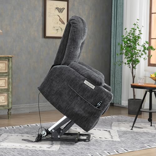 Grey Power Lift Recliner Chair with Massage and Heat H4625