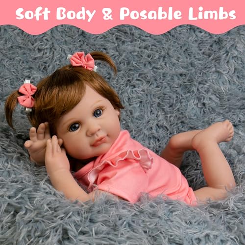 22 inch Lifelike Reborn Baby Doll with Feeding Toy Accessories Set F1624