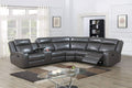 3-Piece Manual Reclining Sectional Sofa Grey Leather Gel PU I1575