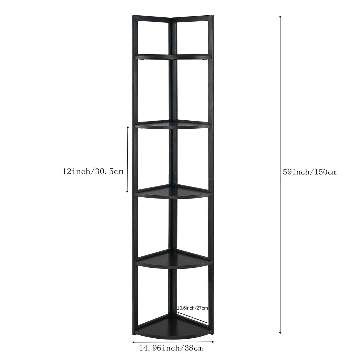 5 Tiers Corner Shelf Black M4782