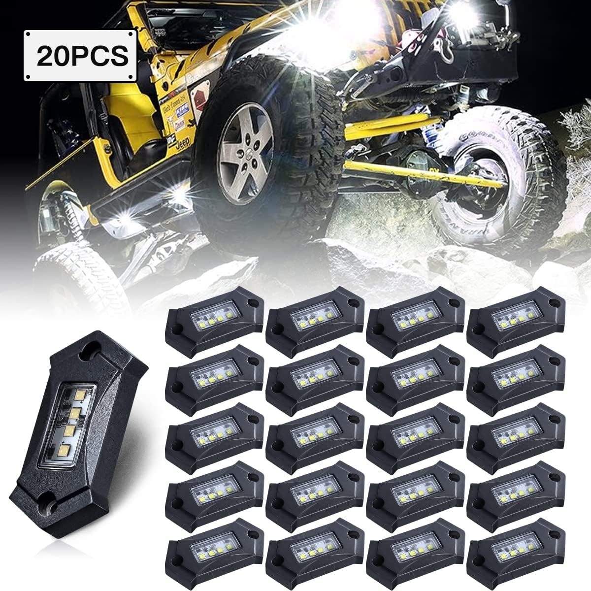 White 8Pods IP68 Waterproof LED Rock Lights Q616