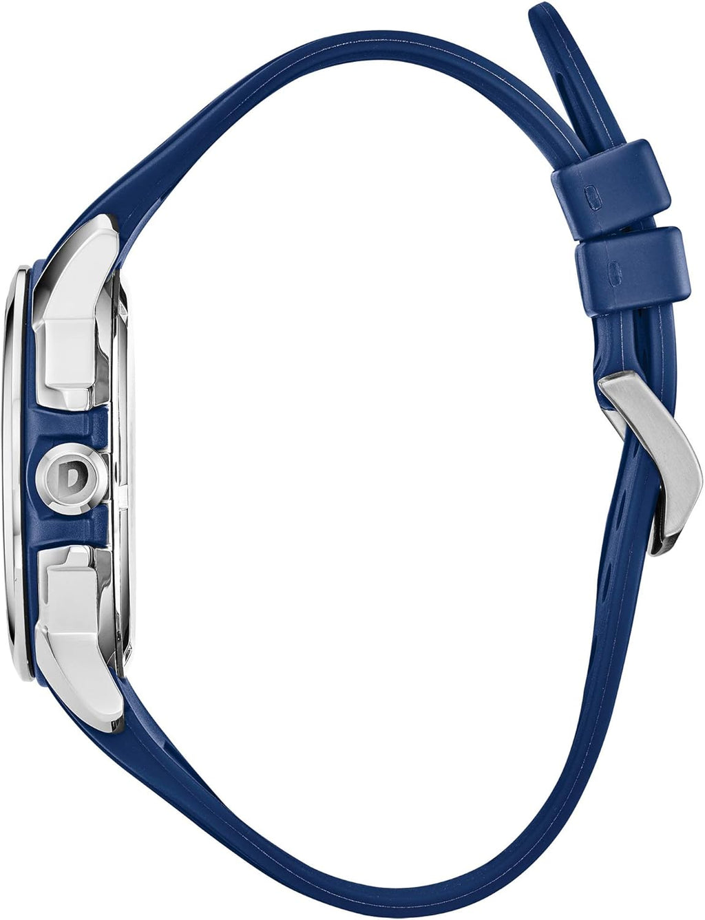 Blue Dial Stainless Steel Watch with Blue Polyurethane Strap A517