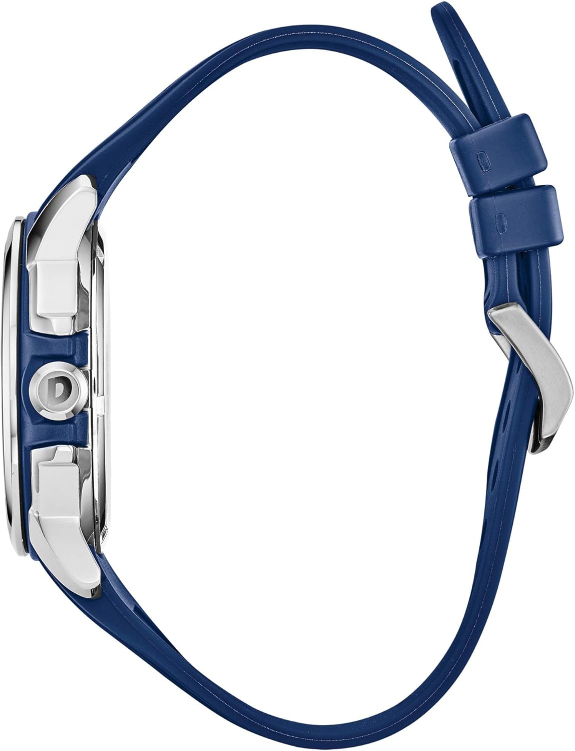 Blue Dial Stainless Steel Watch with Blue Polyurethane Strap A517