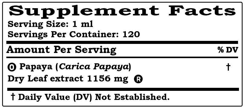 Papaya Dry Leaf Alcohol-Free Liquid Extract Glycerite 4 Fl.Oz U38298