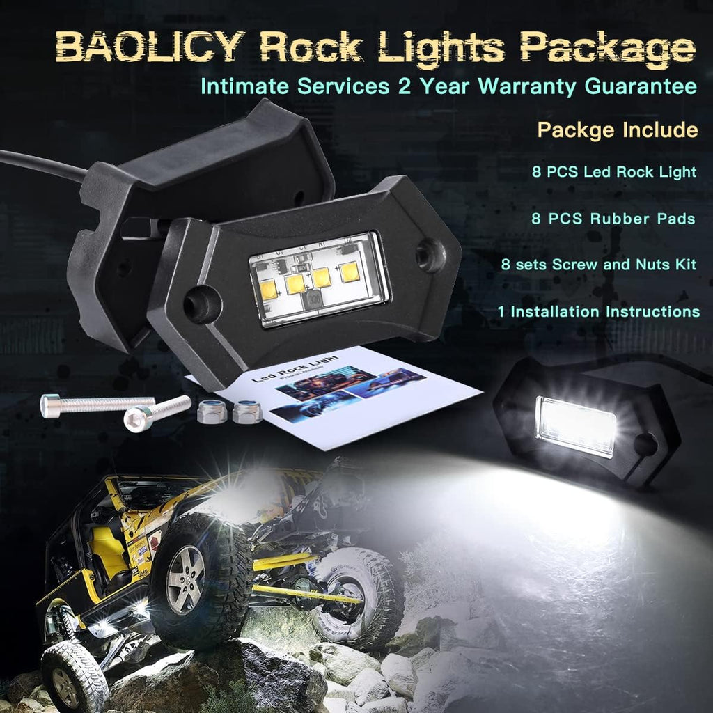White 8Pods IP68 Waterproof LED Rock Lights Q616