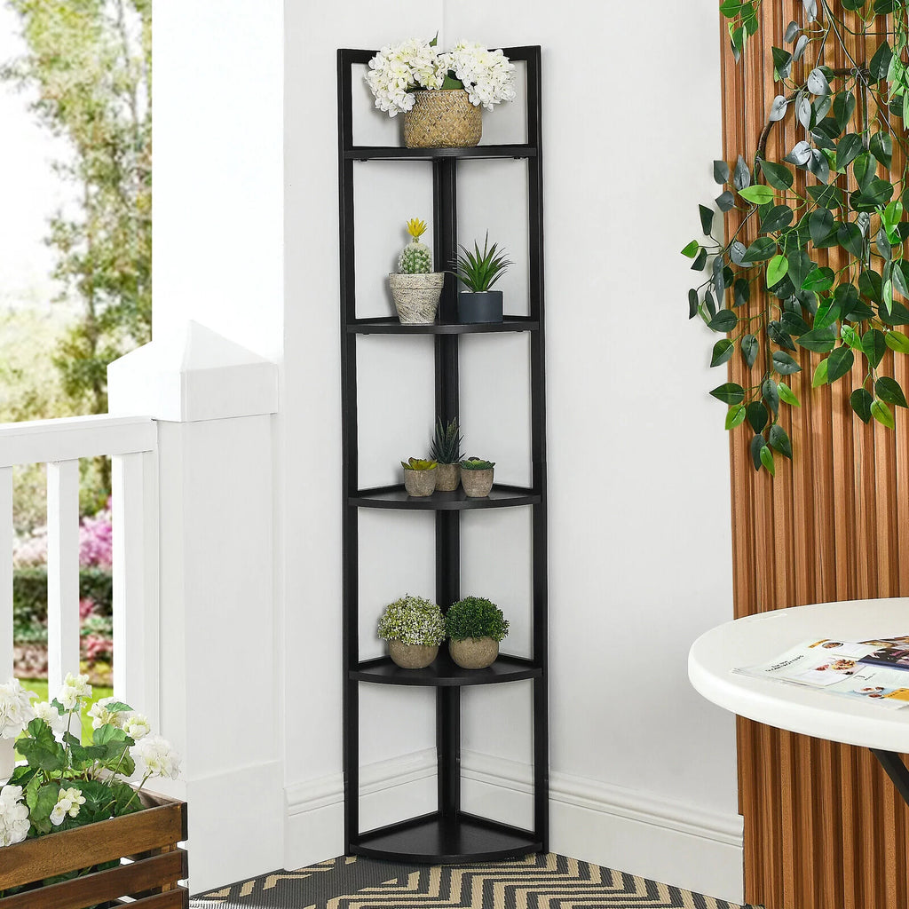 5 Tiers Corner Shelf Black M4782
