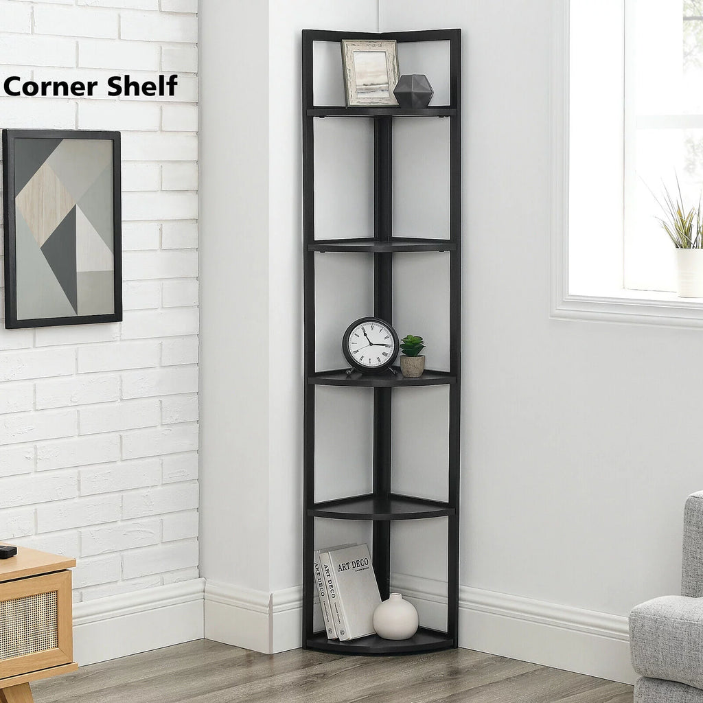 5 Tiers Corner Shelf Black M4782