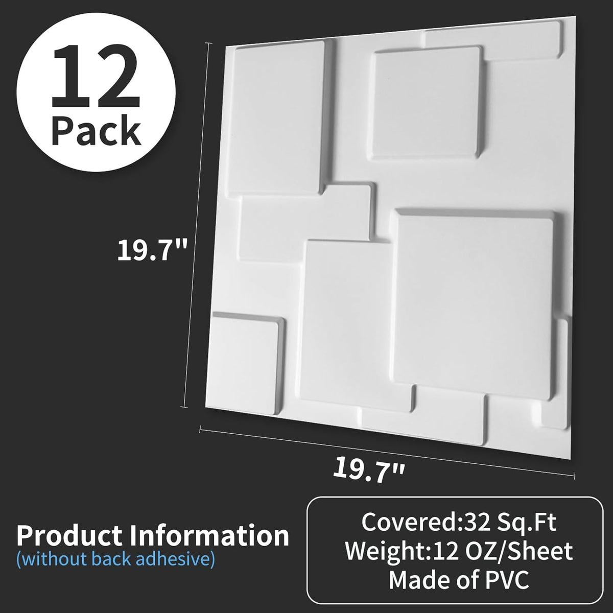 White PVC 3D Wall Panel, 32 Sq.FT R3940