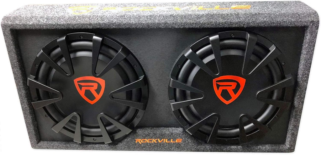 12 inch Vented Powered Car Subwoofer Enclosure 2000 Watt with 4 Gauge Amp Wiring Kit V37612