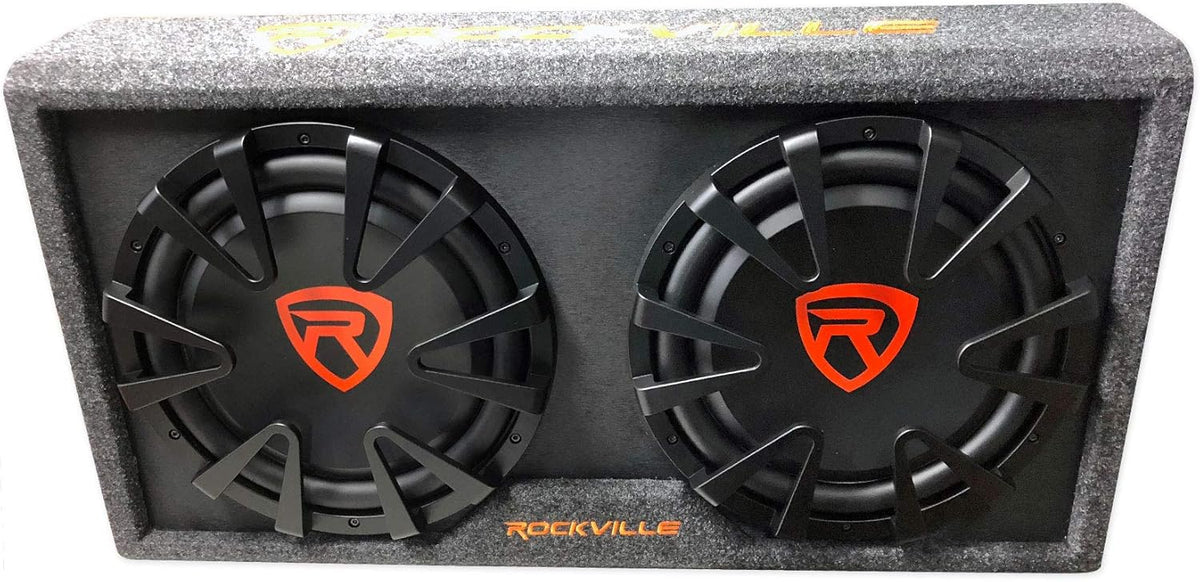 12 inch Vented Powered Car Subwoofer Enclosure 2000 Watt with 4 Gauge Amp Wiring Kit V37612