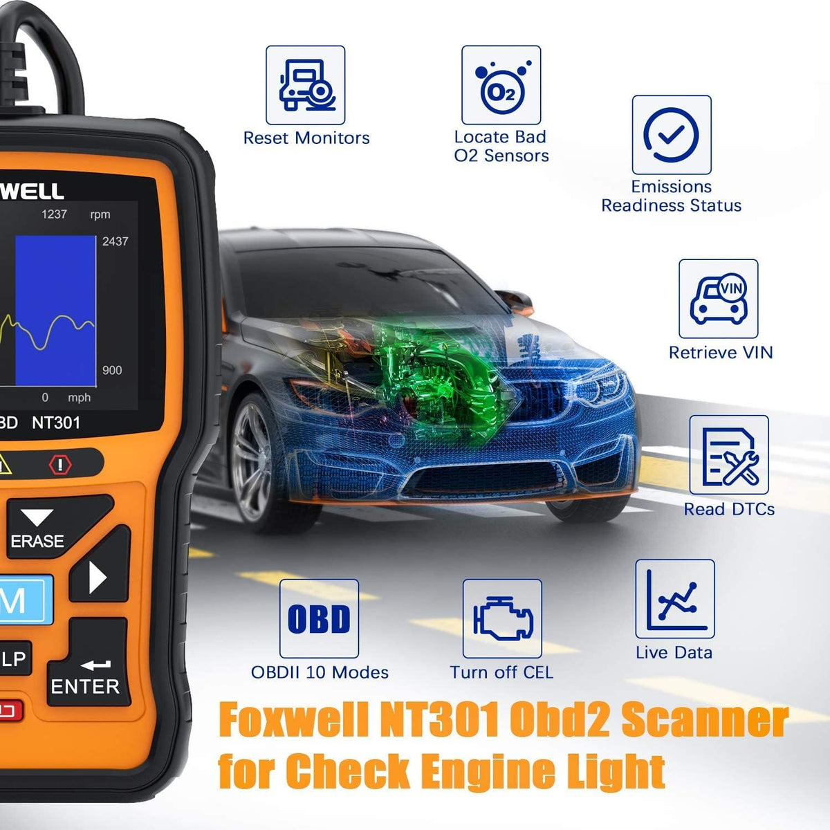 OBD2 Scanner Diagnostic Code Reader Tool F7553