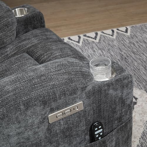 Grey Power Lift Recliner Chair with Massage and Heat H4625