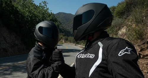 Compact Motorcycle Helmet - Matte Black, Large - Full Face w/ Tinted Visor Z6946