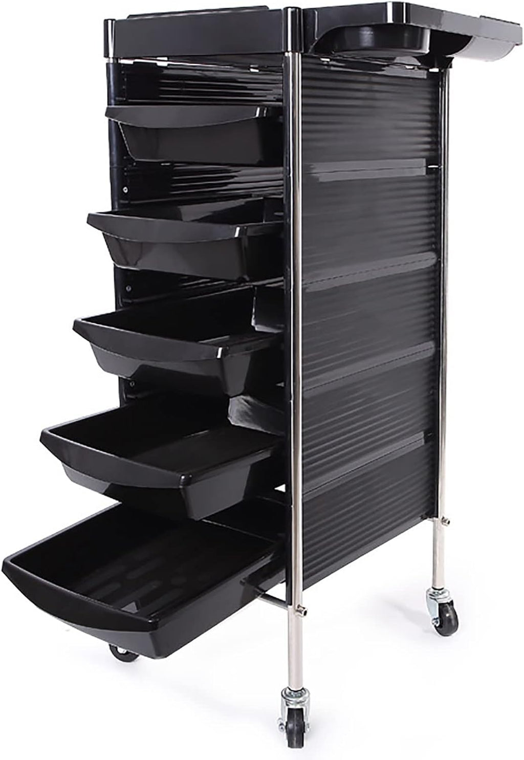 Black 5 Drawer Rolling Trolley Cart M4418