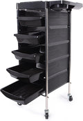 Black 5 Drawer Rolling Trolley Cart M4418