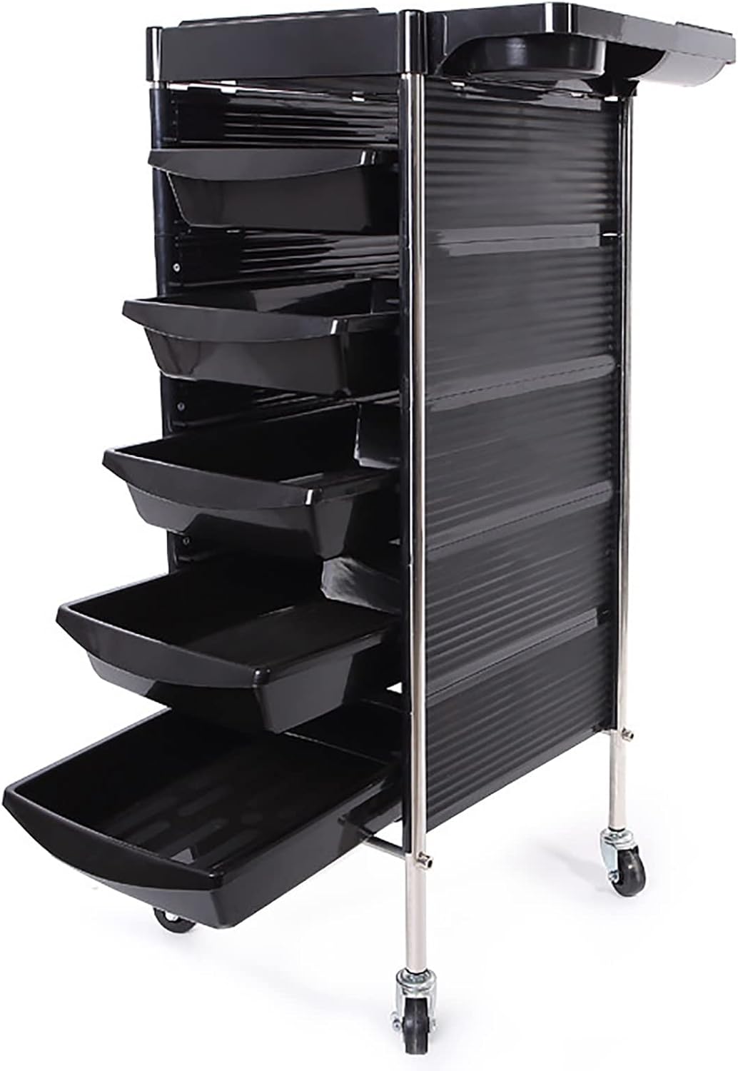 Black 5 Drawer Rolling Trolley Cart M4418