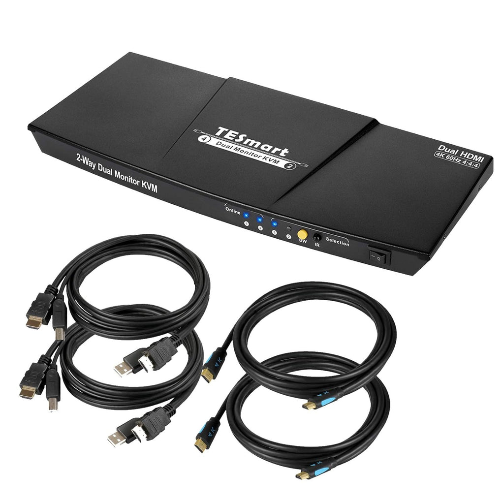 2 Port Dual Monitor 4K HDMI KVM Switch with USB Hub N643863