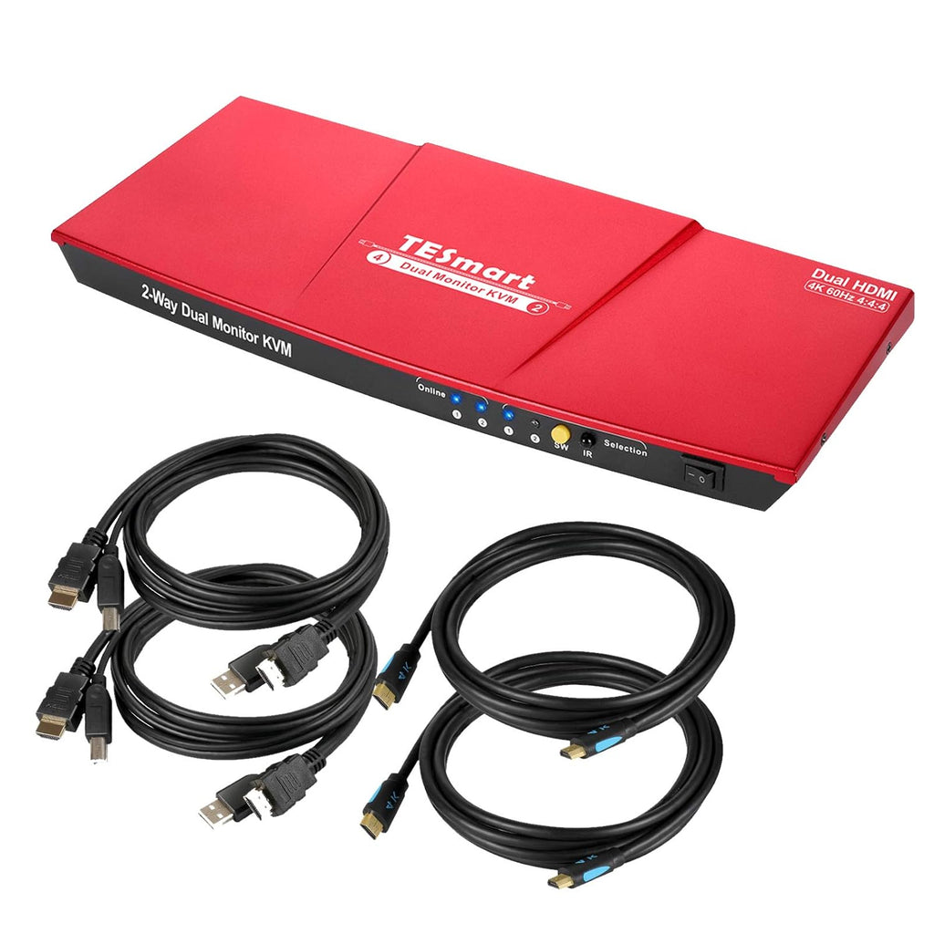 2 Port Dual Monitor 4K HDMI KVM Switch with USB Hub N643863
