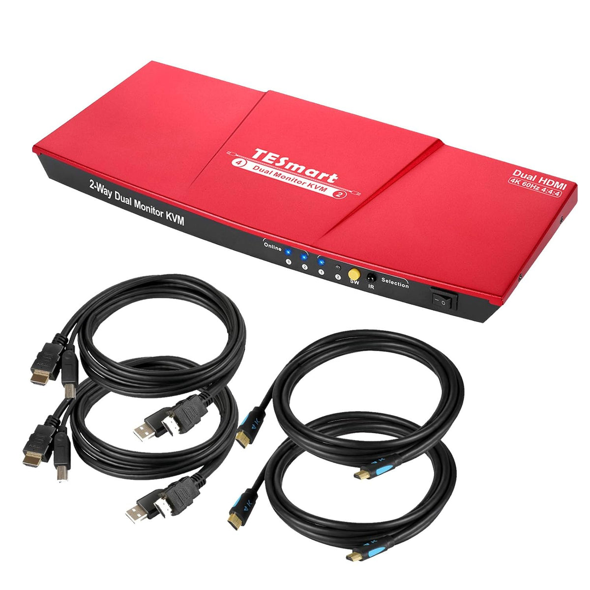 2 Port Dual Monitor 4K HDMI KVM Switch with USB Hub N643863