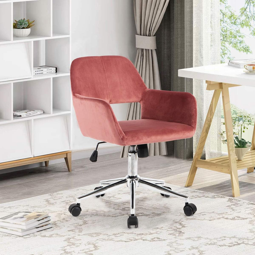 Rose Pink Velvet Office Chair Q810496