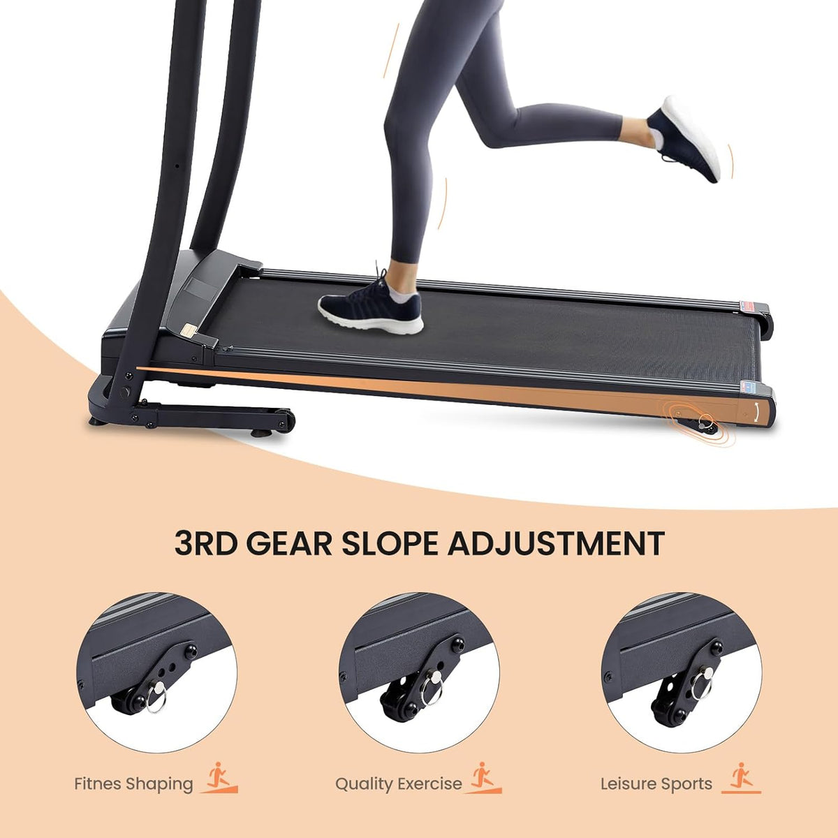 2.5 HP folding treadmill with 3-speed incline adjustment and 12 preset programs G19752
