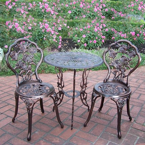 3-Piece Rose Bistro Set with Cast Aluminum Top Table R246