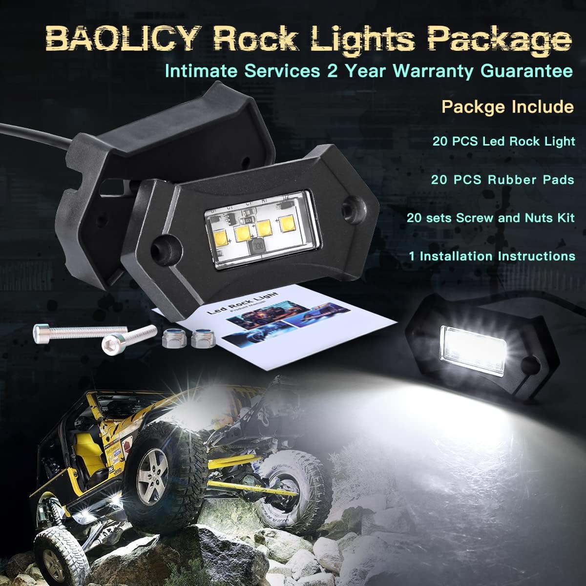 White 8Pods IP68 Waterproof LED Rock Lights Q616