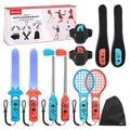 11 in 1 Switch Sports Accessories Bundle with Tennis Rackets, Golf Clubs, Swords, Wrist and Leg Strap, Storage Bag Y90492