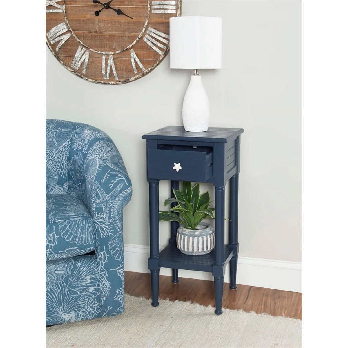 Navy Coastal Wood Side Table G3494