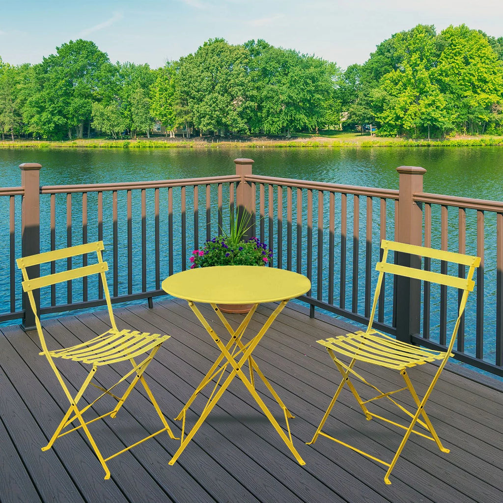 3 Piece Outdoor Furniture Set Yellow Q997