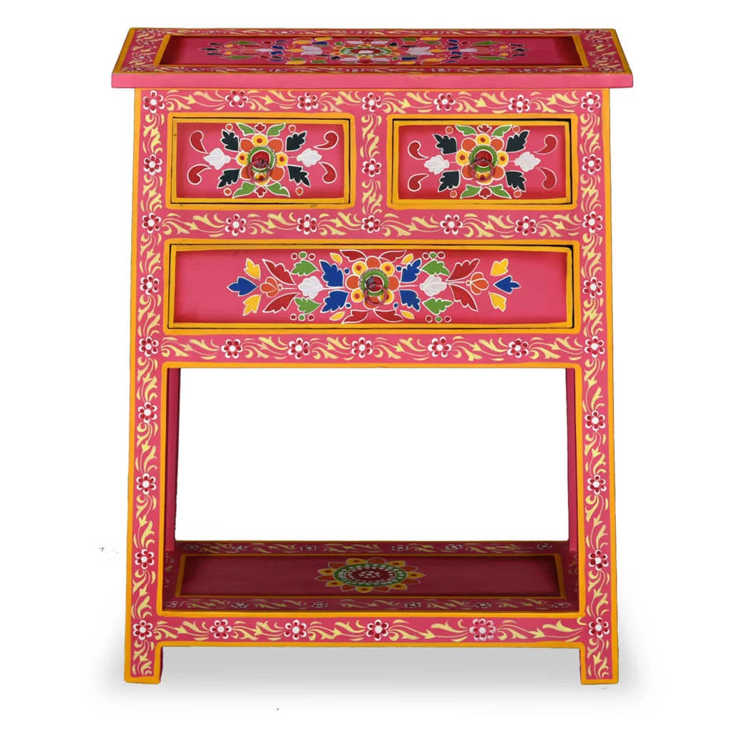 Pink Solid Wood Mango Sideboard with Drawers P595249