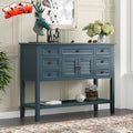 Solid Wood Buffet Sideboard with Door Cabinet, 7 Storage Drawers, Bottom Shelf, 45'' Red X63295