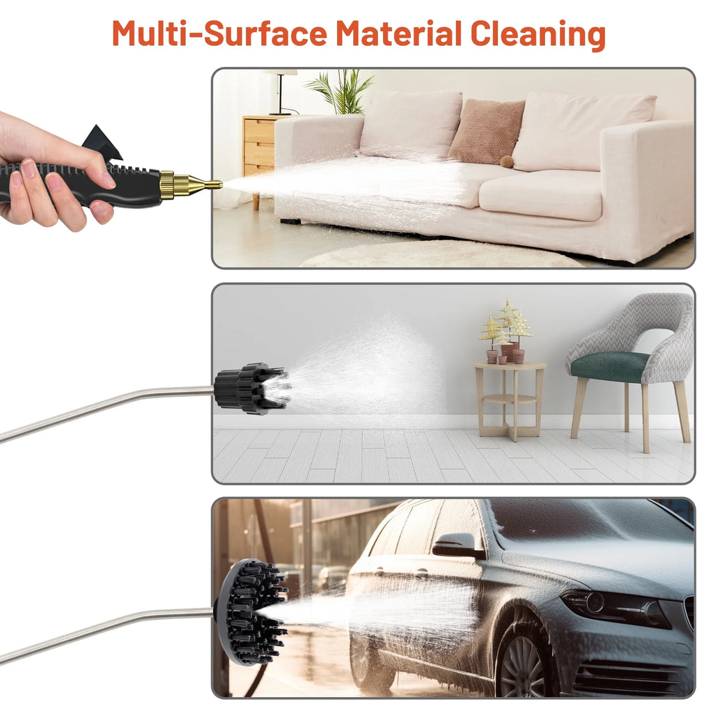 2500W High Pressure Portable Handheld Steam Cleaner with 3 Brush Heads T594583
