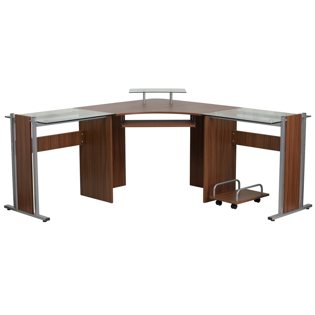 Laminate Corner Desk with Keyboard Tray and CPU Cart Q637712