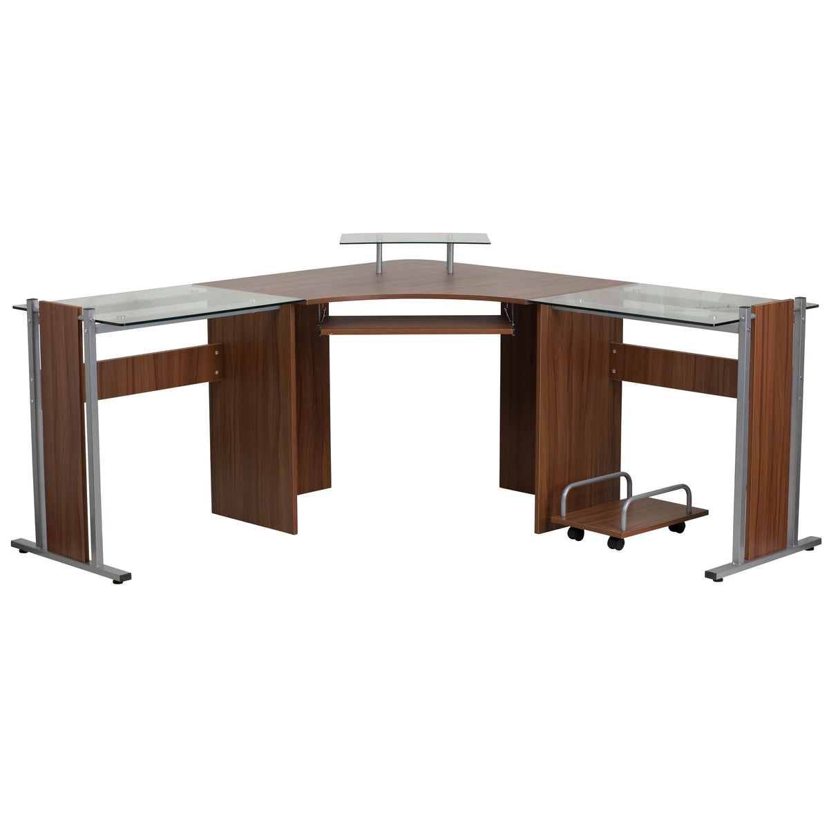 Laminate Corner Desk with Keyboard Tray and CPU Cart Q637712