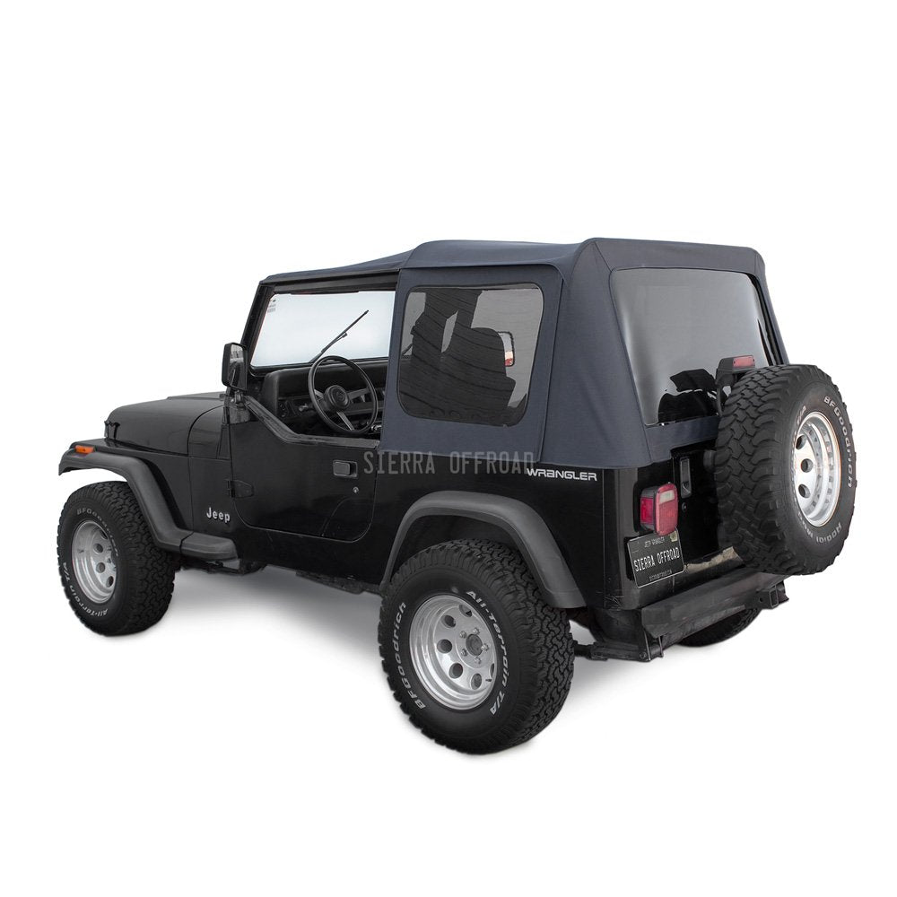 Black Denim Vinyl 2 Door Soft Top with Rear Plastic Tinted Windows X5115