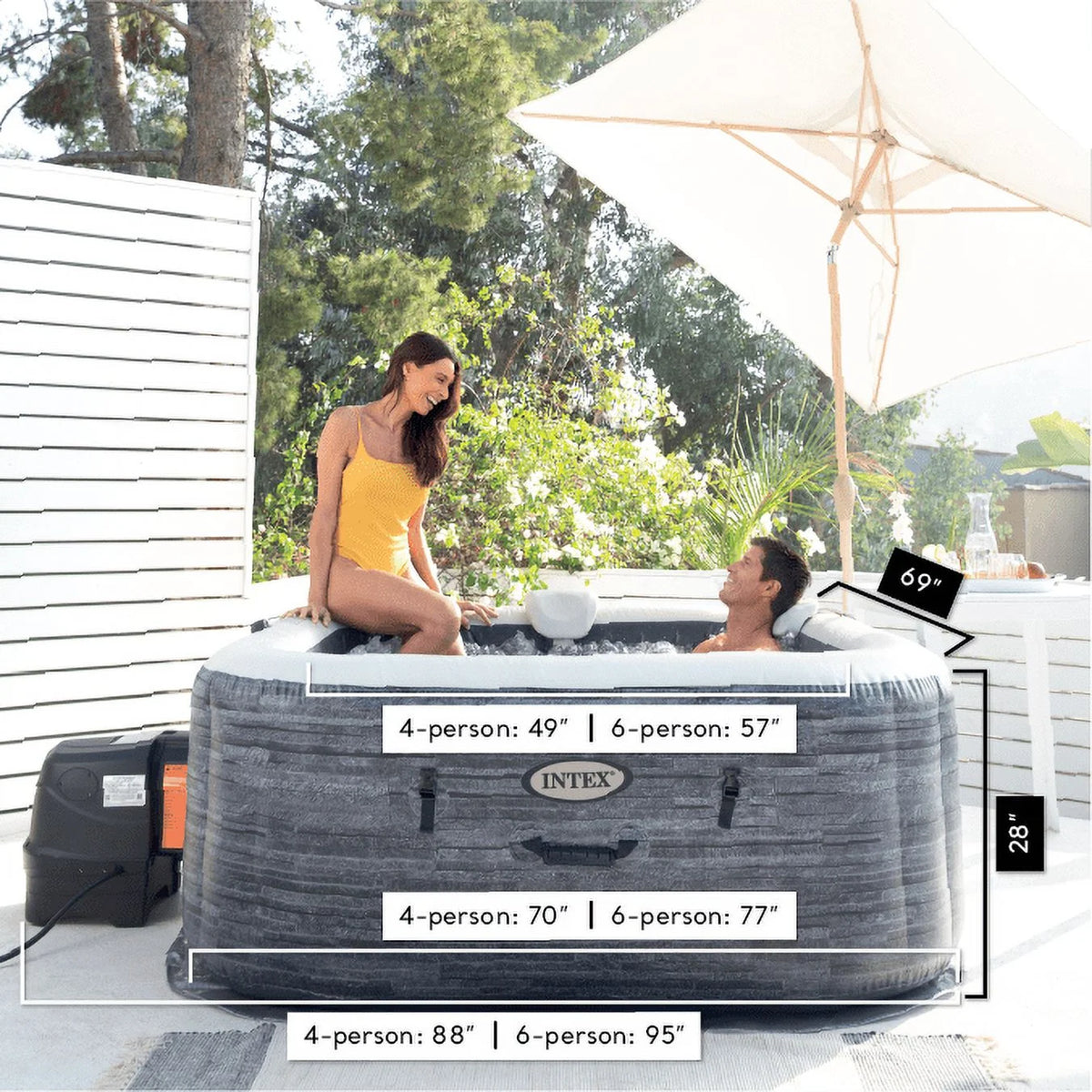 Inflatable Square Jet Spa Hot Tub E7764