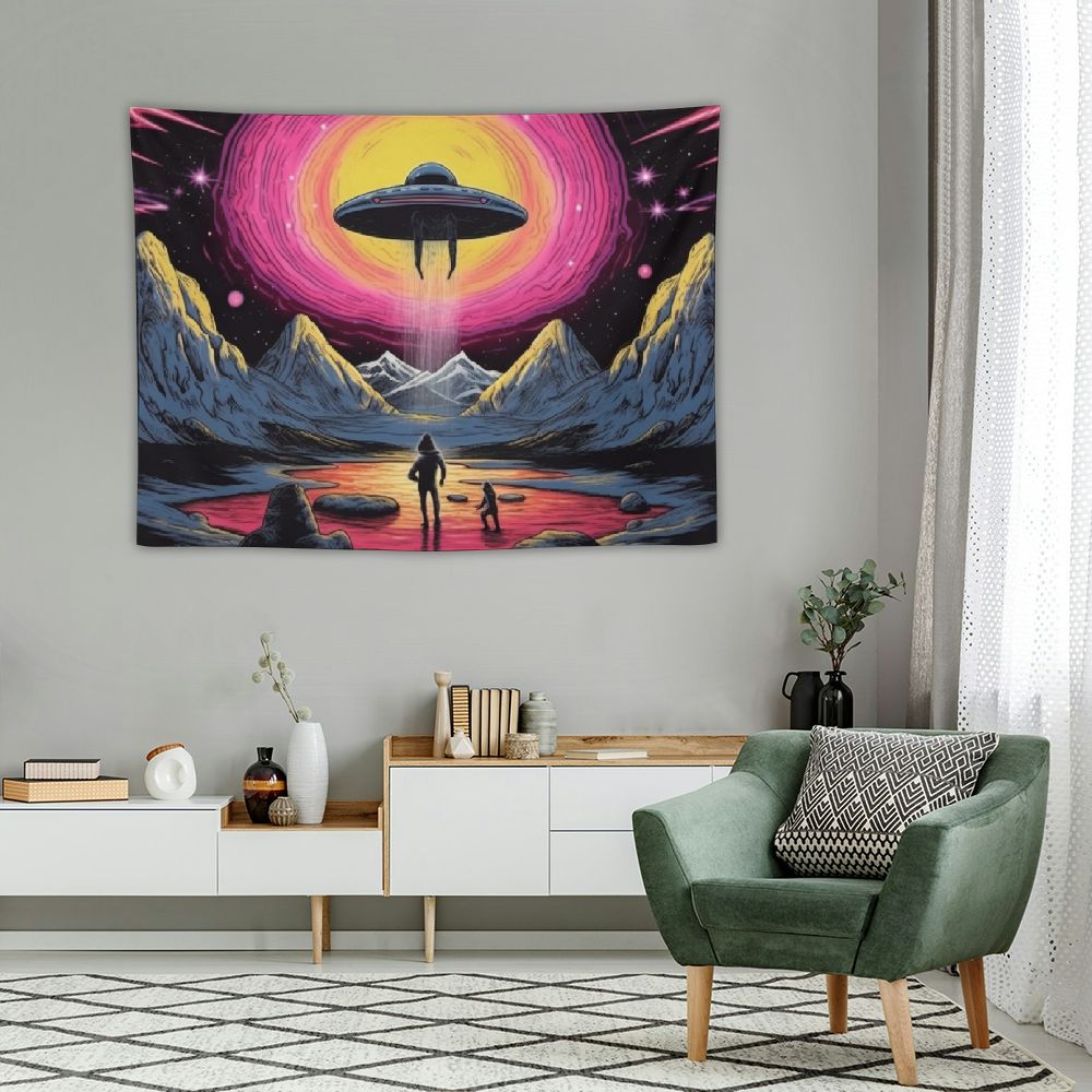 UFO Astronaut Galaxy Space Wall Art Tapestry S5018