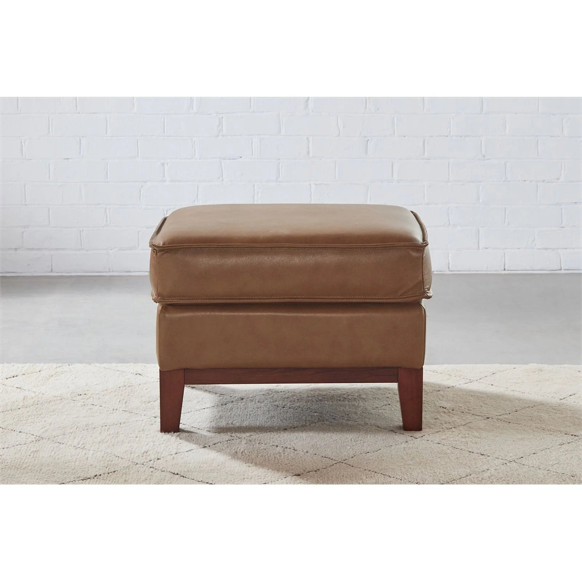 Camel Brown Genuine Leather Ottoman J108
