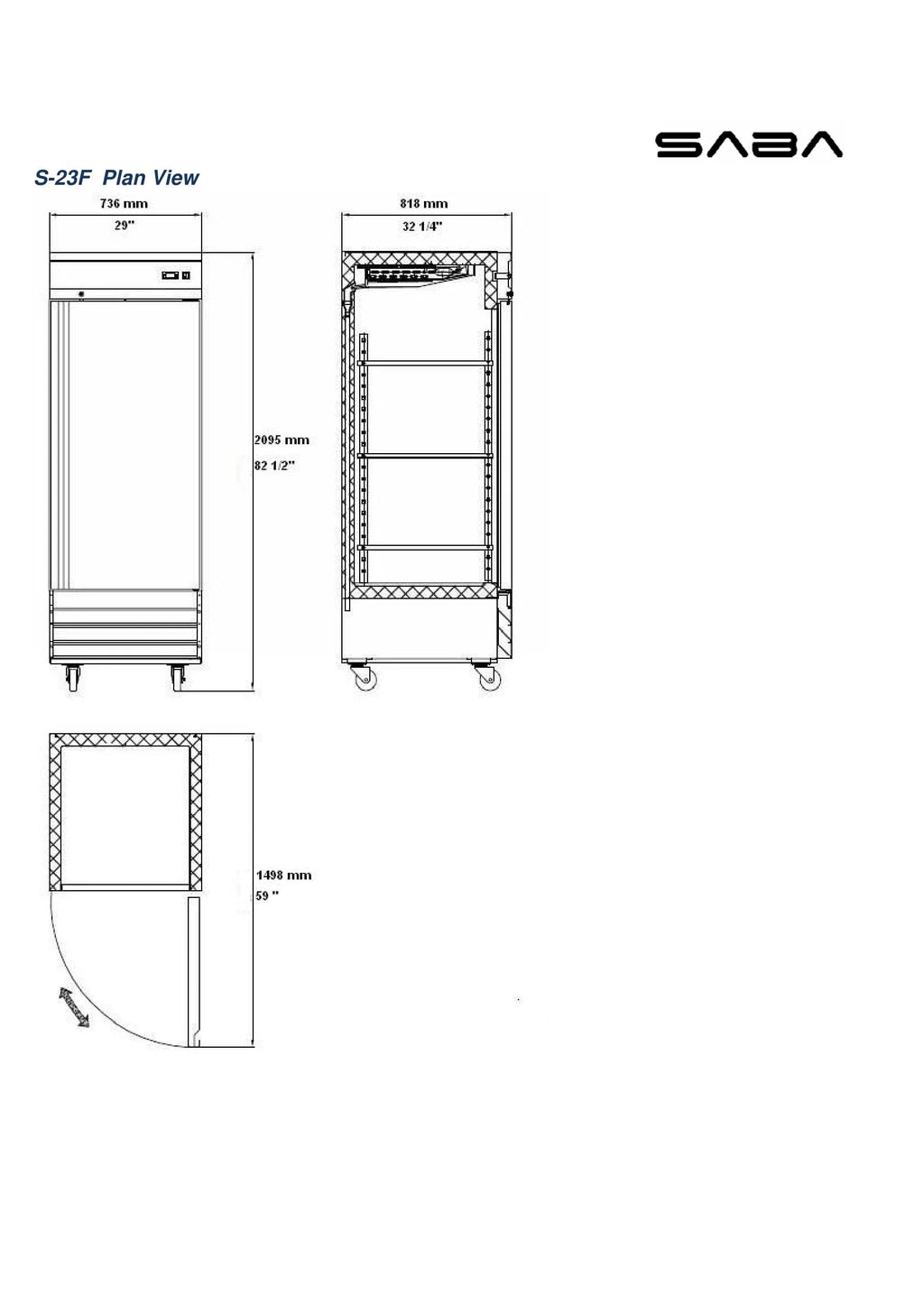 23 cu ft Stainless Steel Upright Reach-in Freezer F483