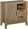 Oak Finish Sideboard with Cabinet, 2 Drawers and Open Shelf F7036
