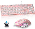 Pink Retro Typewriter-Style Wired Gaming Keyboard and Mouse Combo F757030