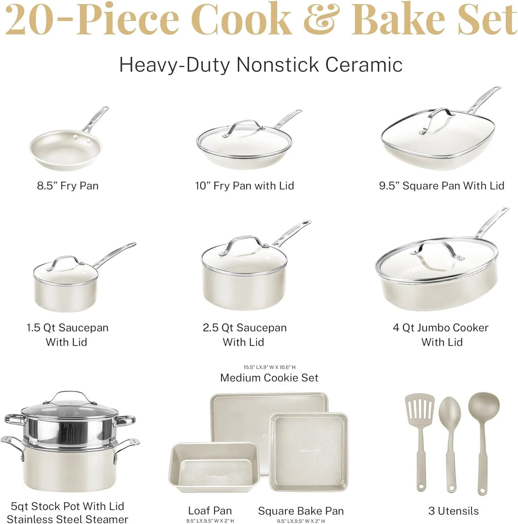 20 Pcs Nonstick Ceramic Cookware Set V691979