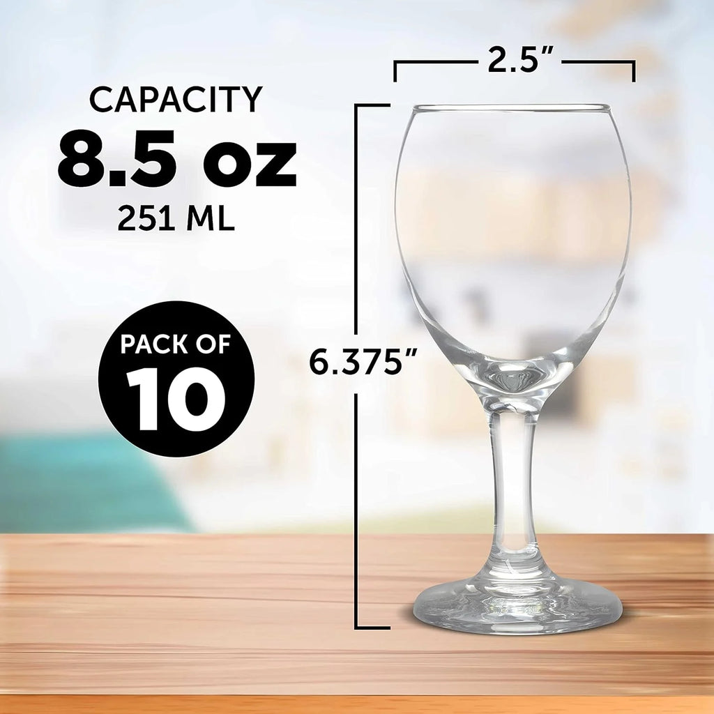 Clear 8.5 Oz Wine Glasses Set W713