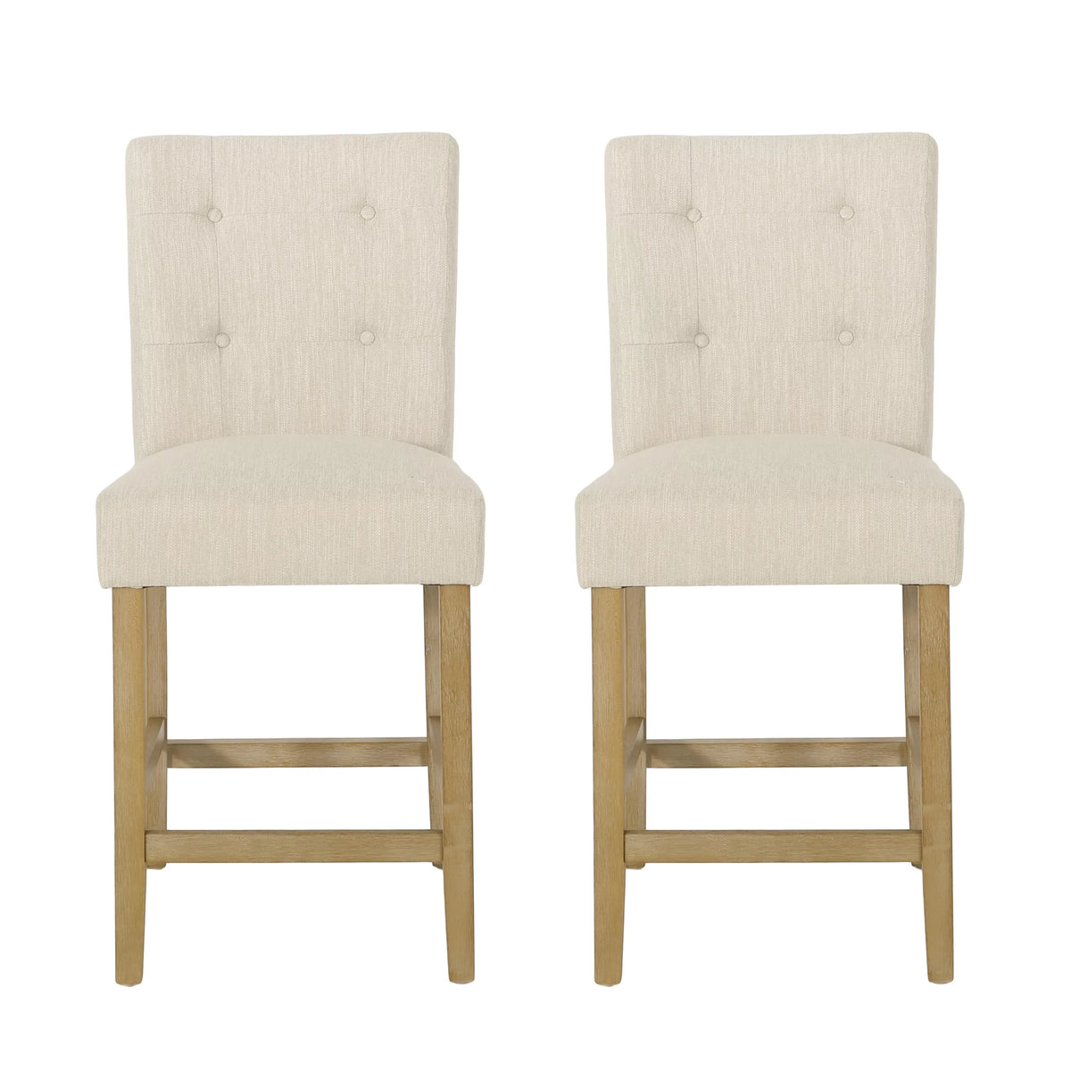 Beige and Weathered Brown Fabric Counter Stools, Set of 2 U28214