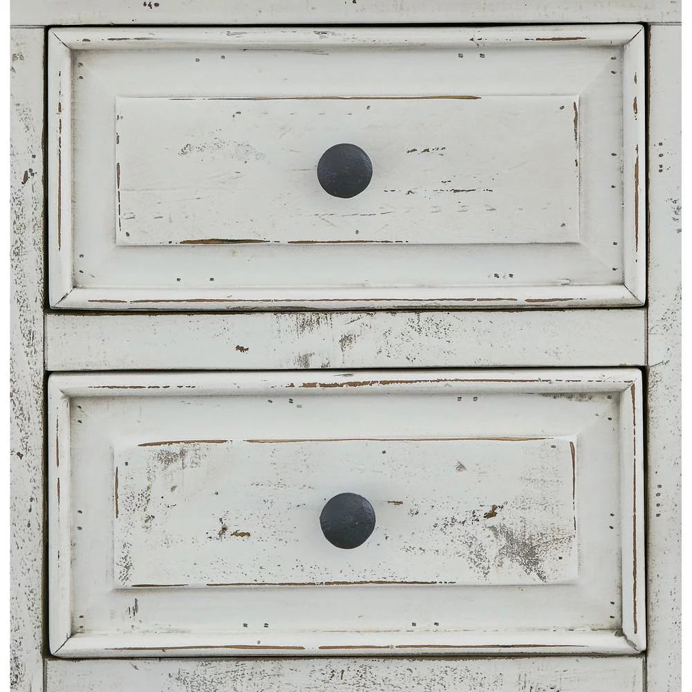 White 6 Drawer Wood Dresser and Mirror Set D51884